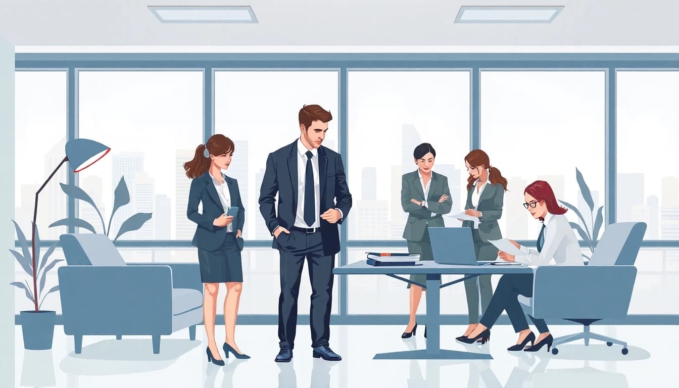 Headhunter IT team analyzing resumes and discussing talent strategies in a modern office.