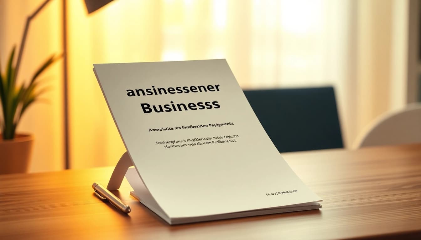 Businessplan ambulanter Pflegedienst: Professionelles Dokument auf Schreibtisch für effektive Unternehmensplanung.