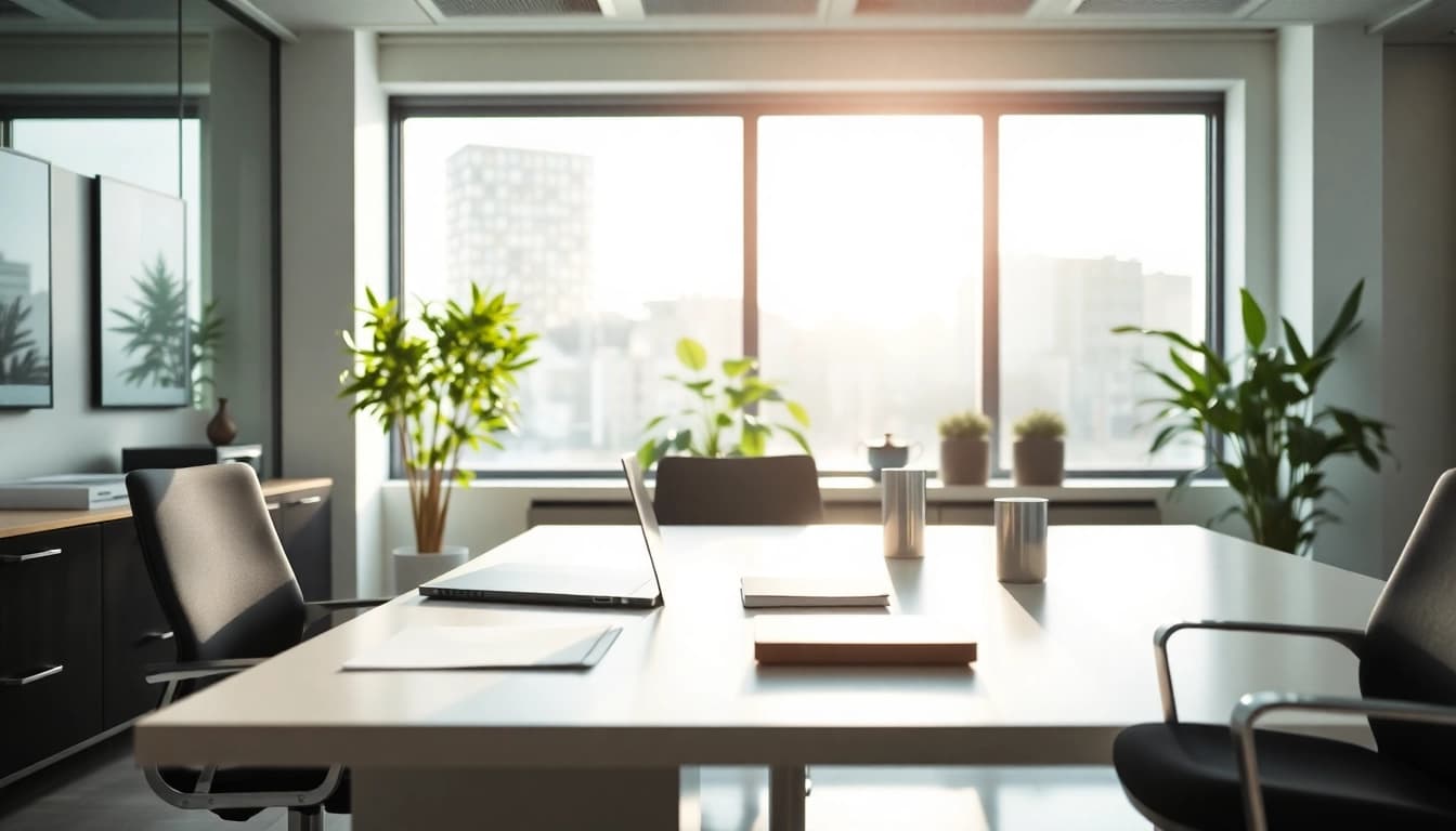 Headhunter Bielefeld, elegantes Büro mit moderner Ausstattung und natürlichem Licht.