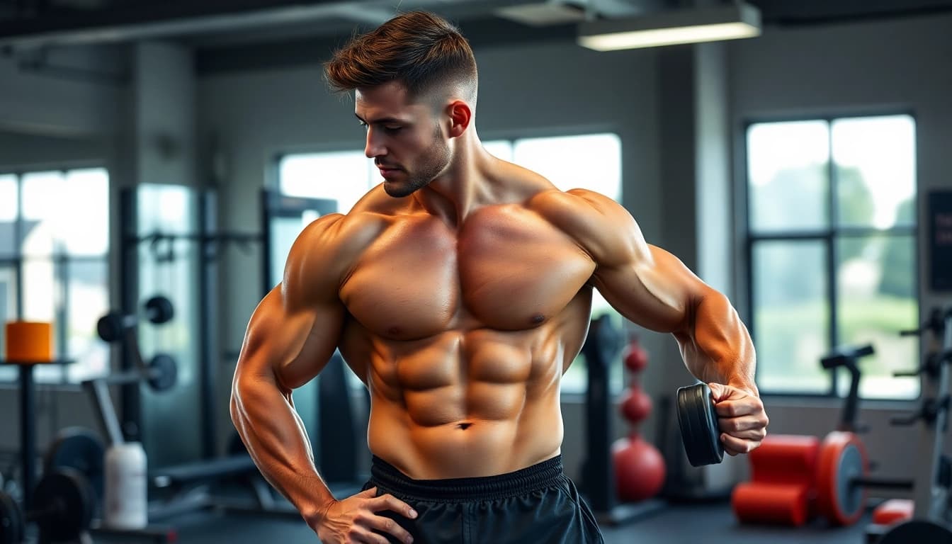 Fitnessaufnahme mit Unique Pharma Steroids für leistungssteigernde Effekte.