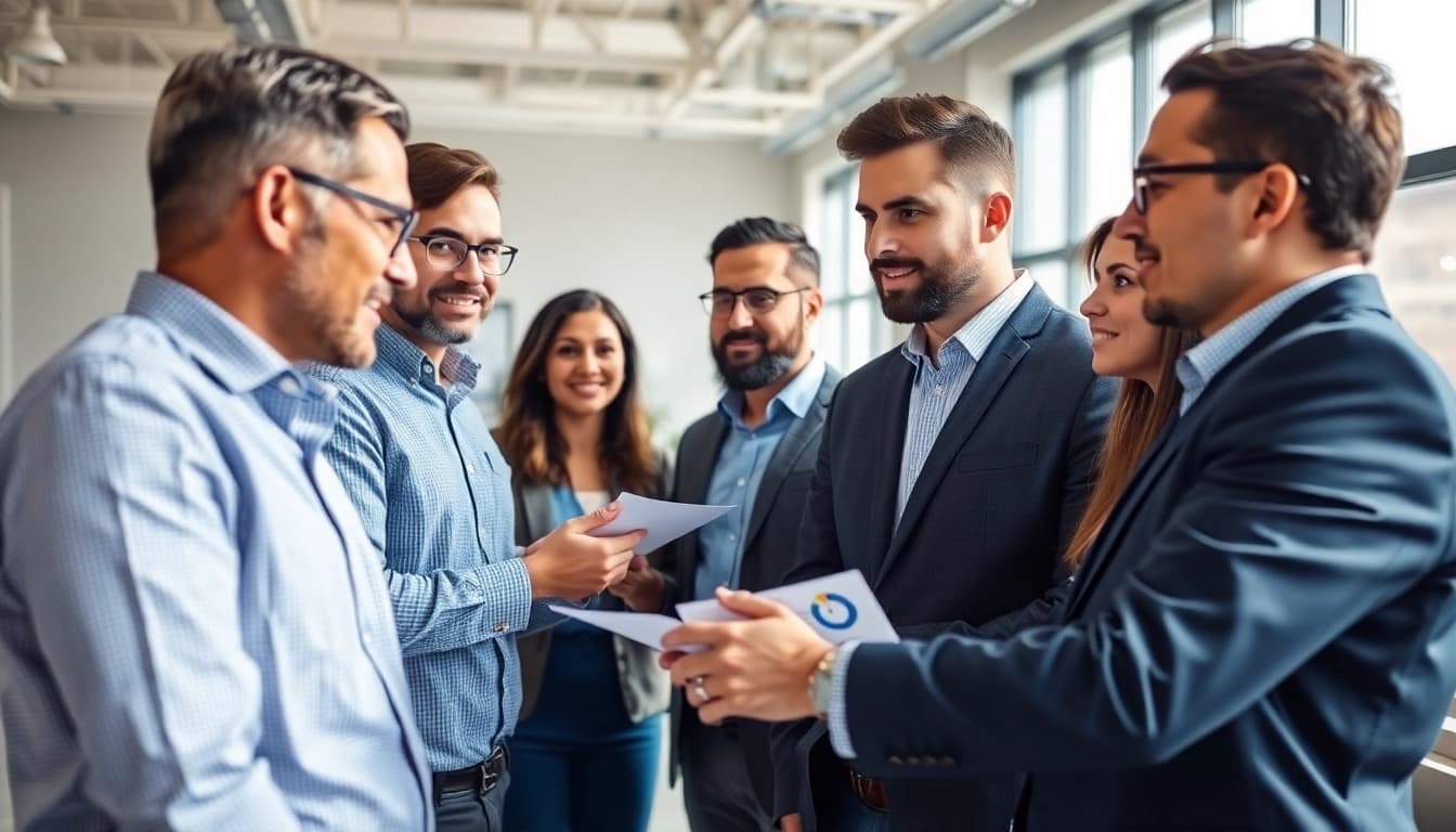 Headhunter Ingenieure beraten Ingenieure in einem modernen Büro.
