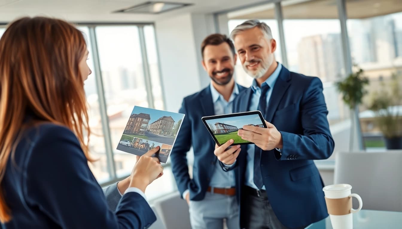 Immobilienmakler Frankfurt Eckenheim berät Kunden in modernem Büro mit freundlichem Ambiente.