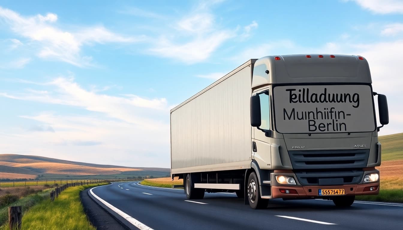 Transportieren Sie Ihre Waren effizient mit Teilladung München Berlin – Umzugswagen auf der Autobahn.