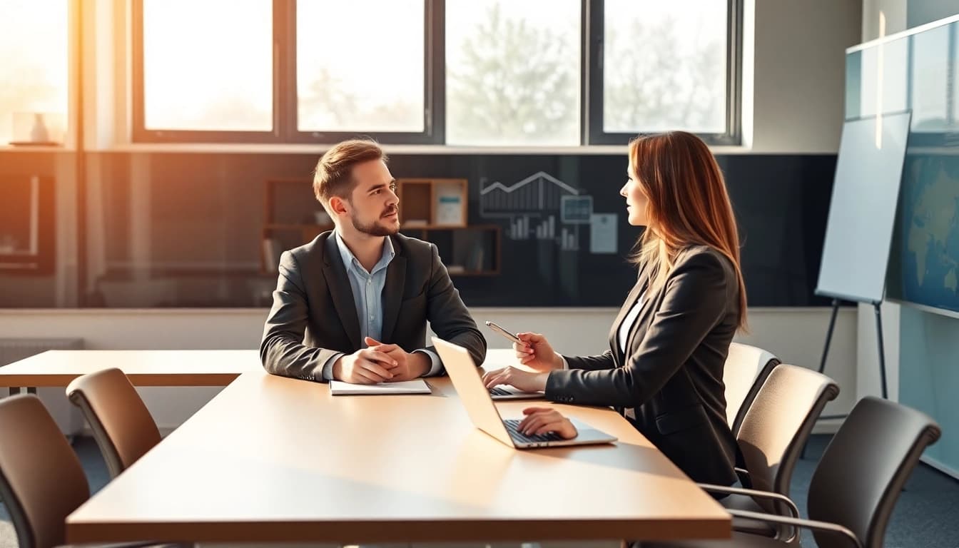 Professionelle Fachleute besprechen Personalvermittlung bei Headhunter Leverkusen in einem modernen Büro.