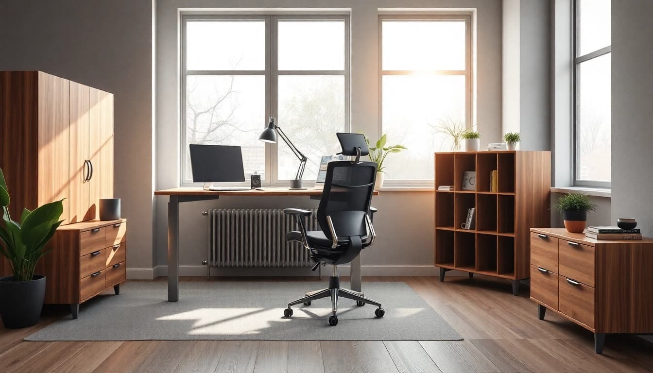 Hochwertige Büromöbel in einem modernen Büro zeigen ergonomisches Design.