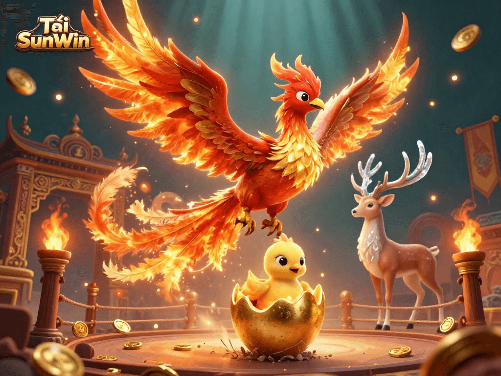 Tải SunWin captivates players with a vibrant 3D casino scene featuring animated characters and dynamic elements.