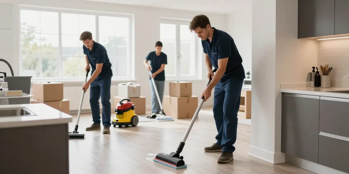 Efficient umzugsreinigung solothurn by a professional team in a gleaming apartment.