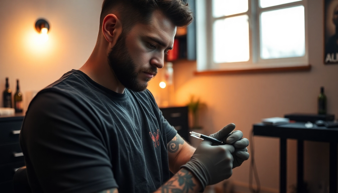 Ein Künstler im Tattoo Studio München, der ein einzigartiges Design erstellt.