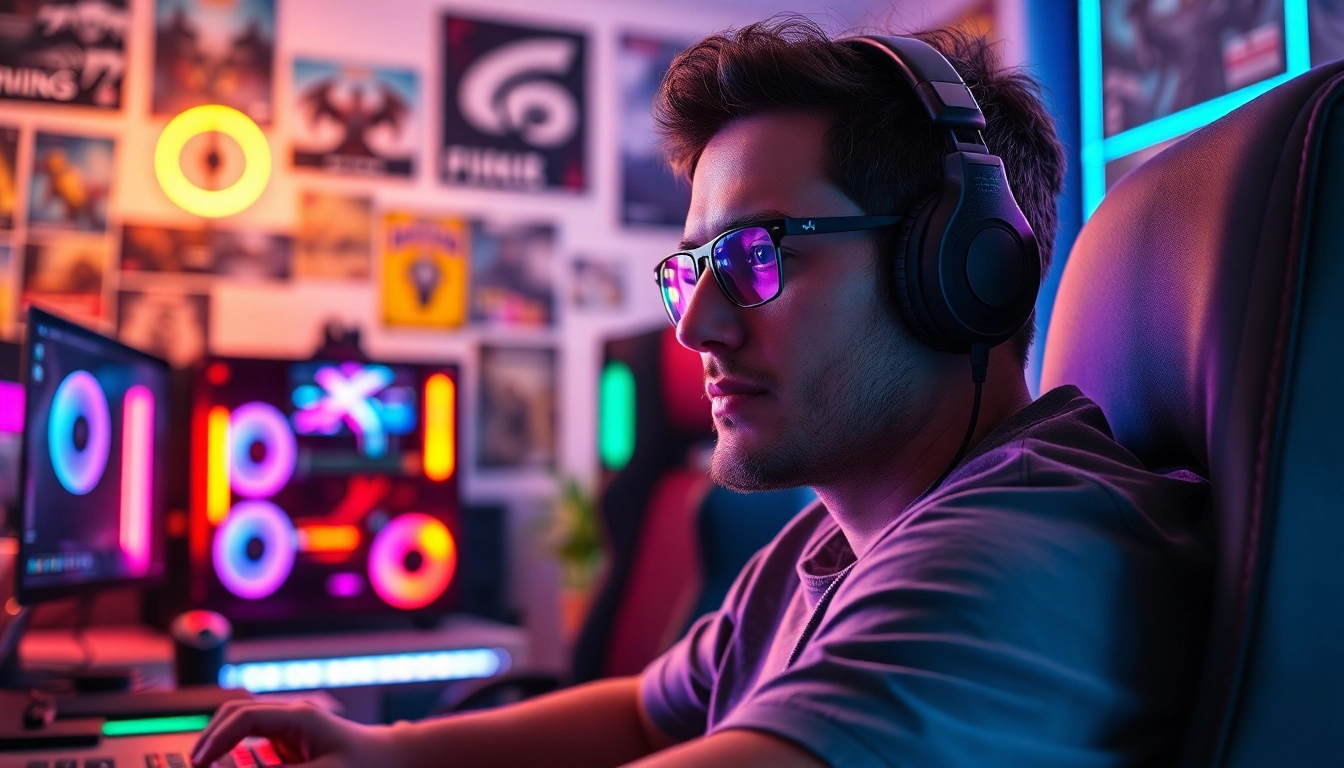 Twitch Streamer Österreich in action during a lively gaming session with vibrant lighting.