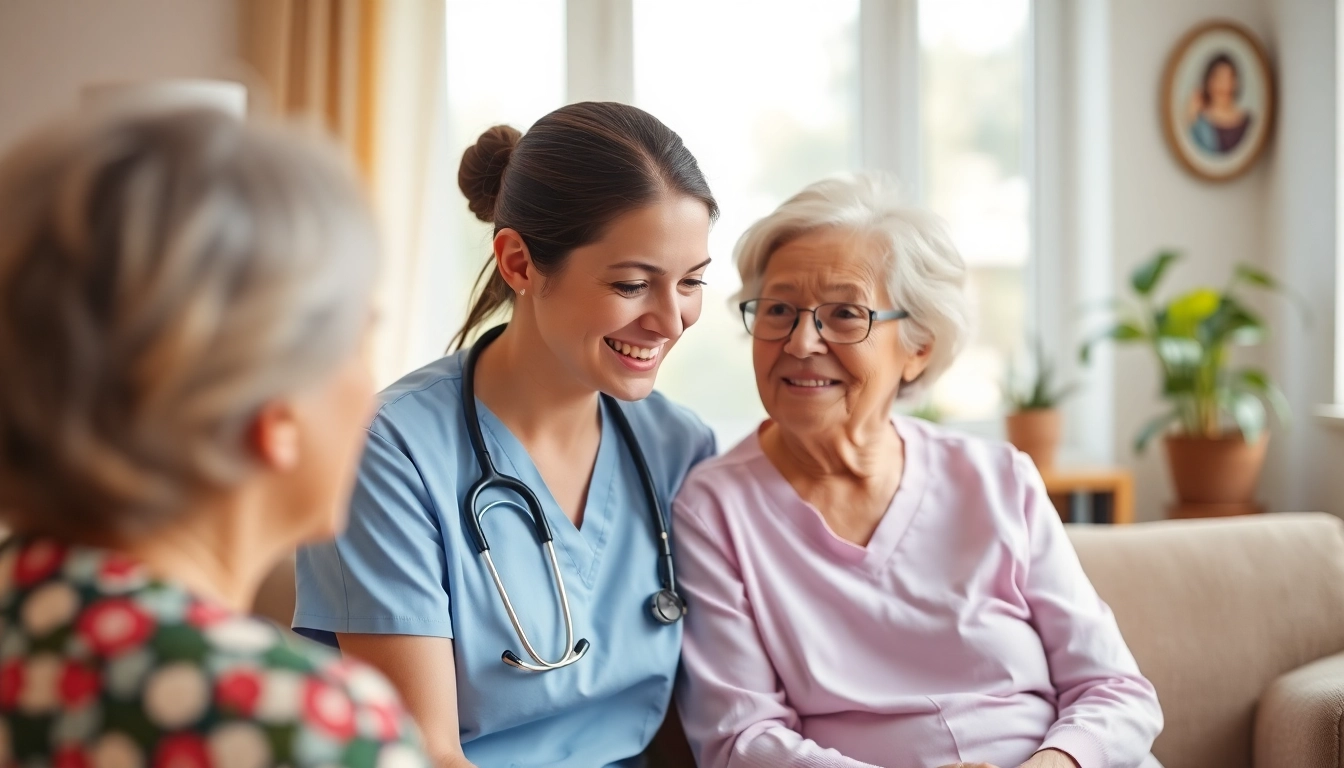 Engaging nursing interaction showcasing pflegefachkraft stelle hameln in a home care environment.