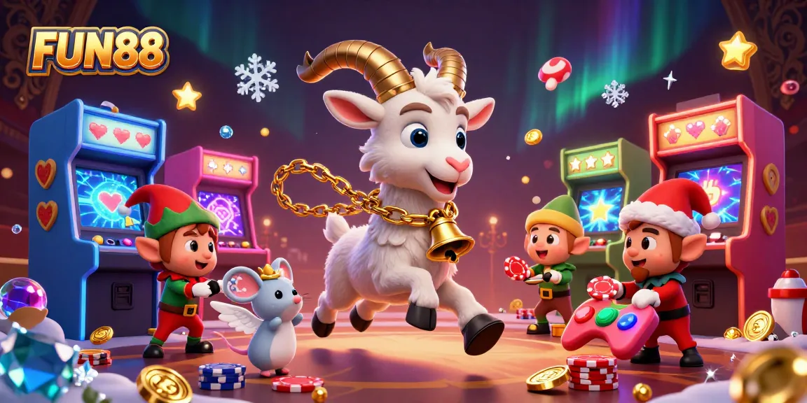 Experience the thrilling FUN88 casino atmosphere with unique characters in a festive gaming environment.
