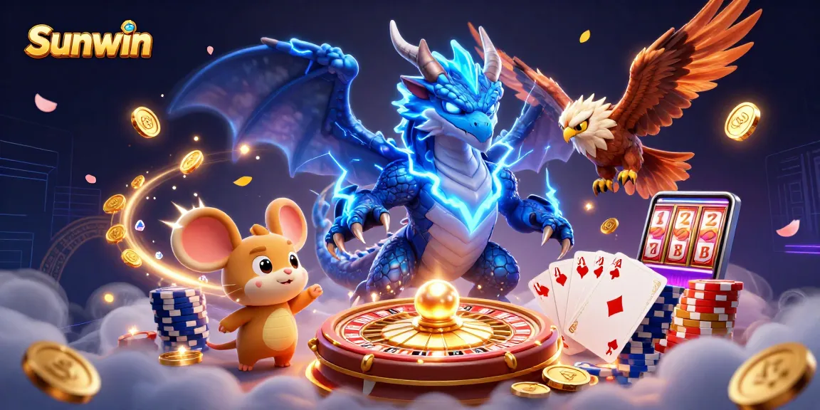 Sunwin offers thrilling gameplay featuring dynamic 3D characters and casino elements, showcasing vibrant gaming excitement.