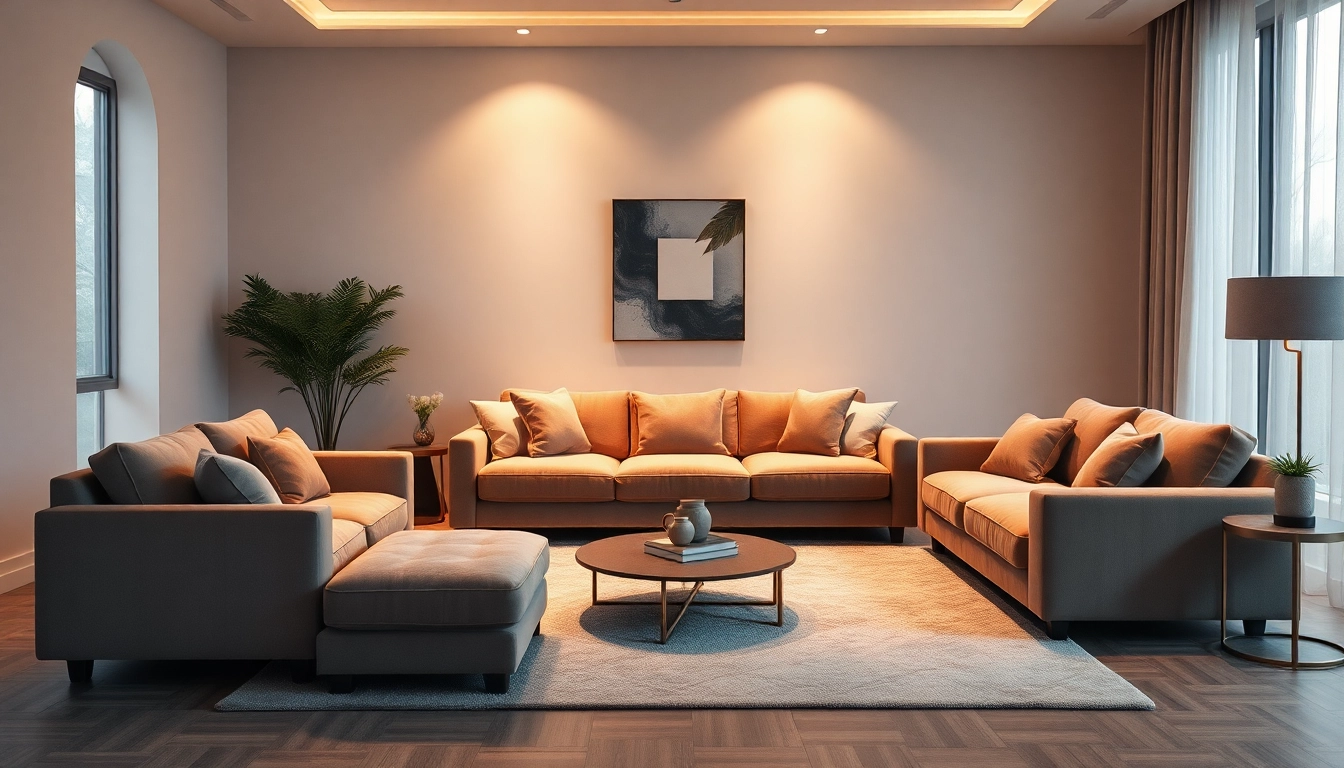 Luxury living room adorned with elegant furniture and soft lighting creating a cozy ambiance