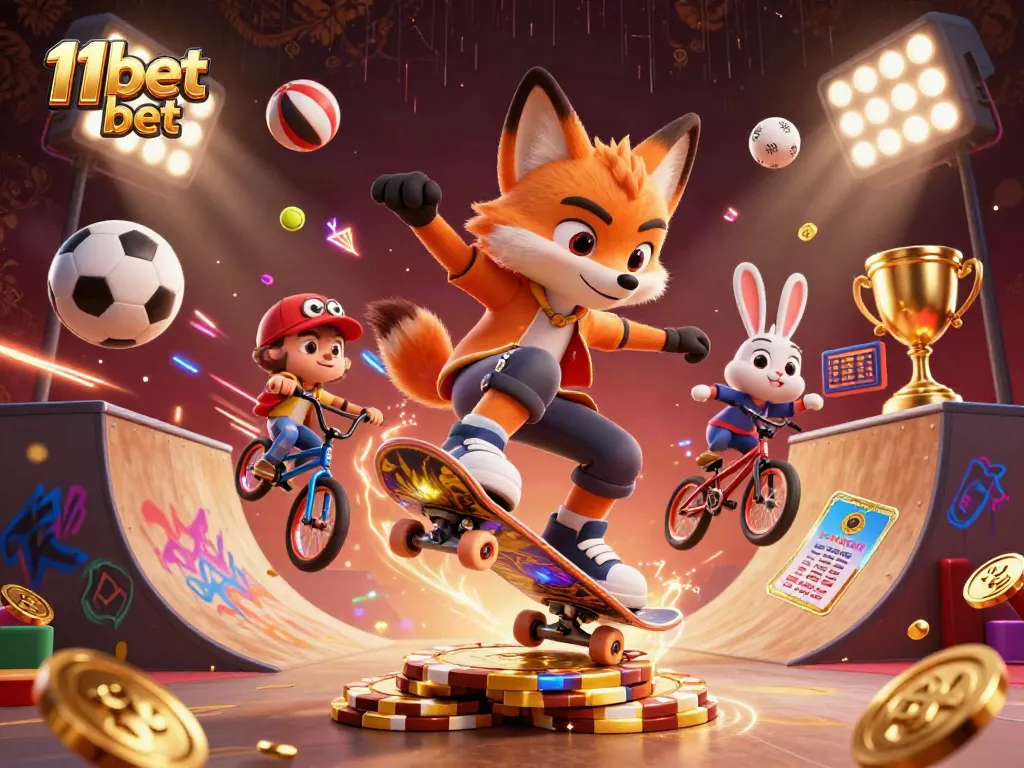 Bet sports and win big with 11bet bet in this engaging 3D casino scene illustration.