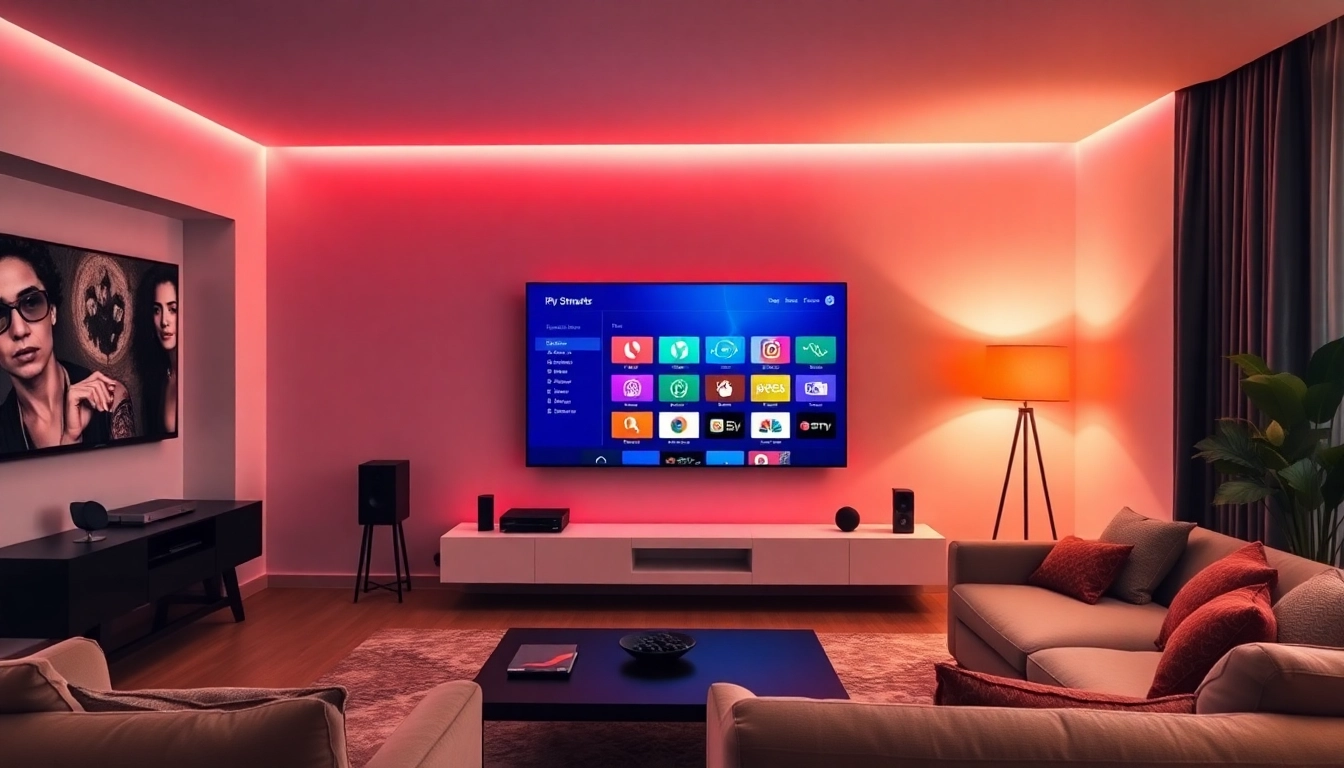 Watch IPTV content effortlessly with iptv-smarters-player.net in a stylish living room setting.
