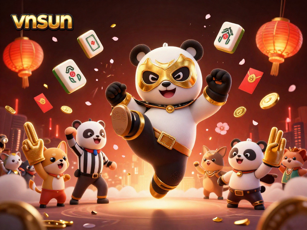 Experience the exciting action at vnsun with a lively 3D scene featuring animal characters celebrating a thrilling casino game atmosphere.