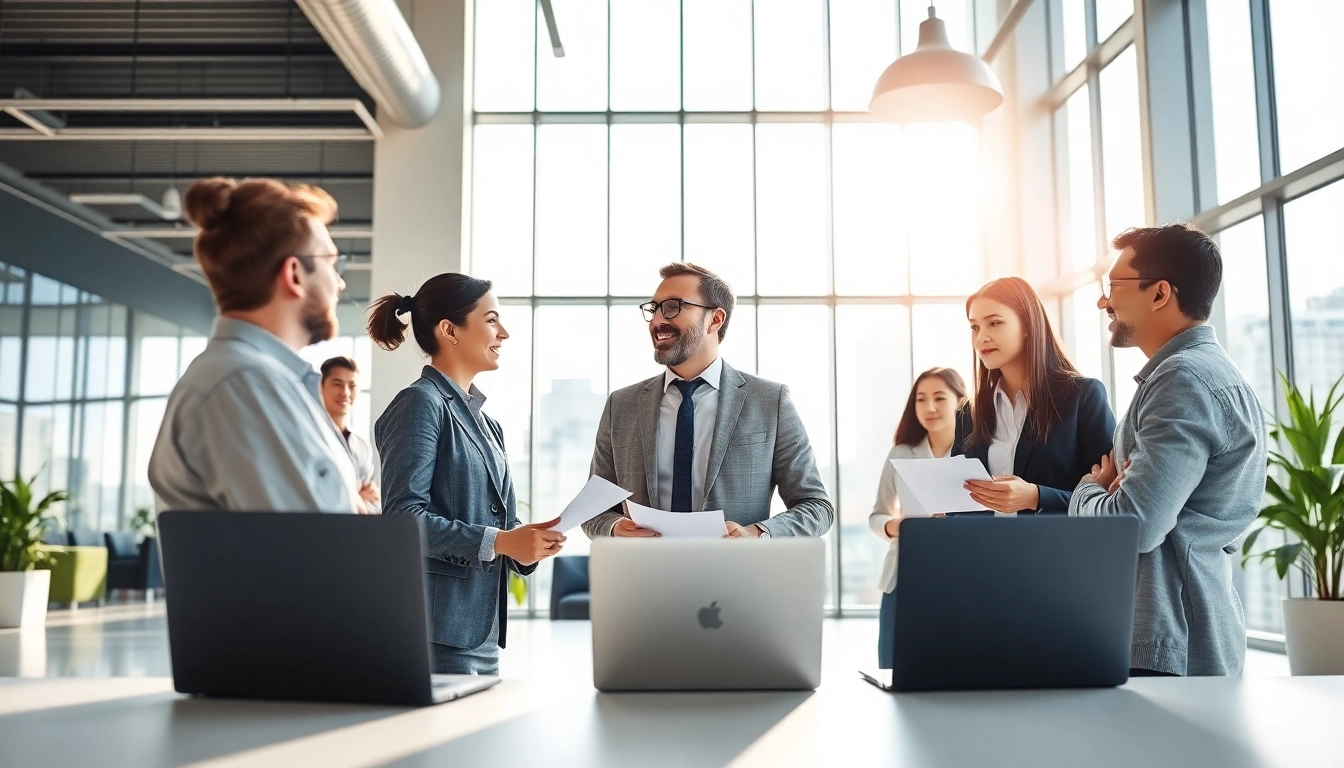 Headhunter Ingenieure discussing in a modern office with engaging expressions.