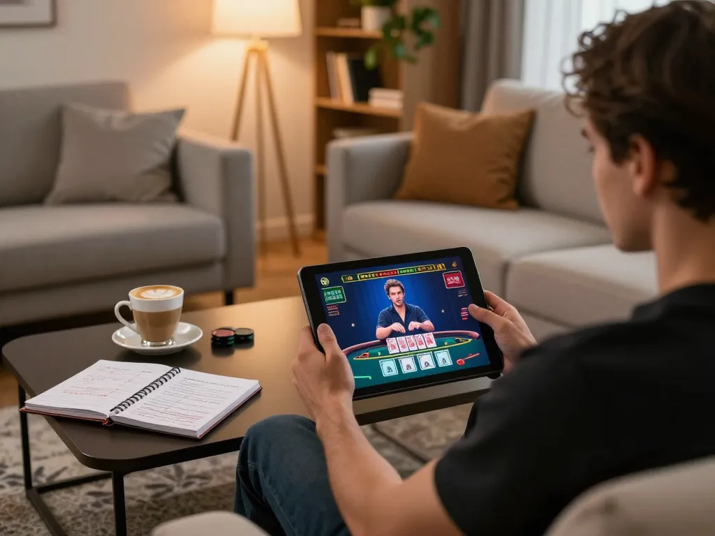 Nohu player engaging in strategic online blackjack session at home.