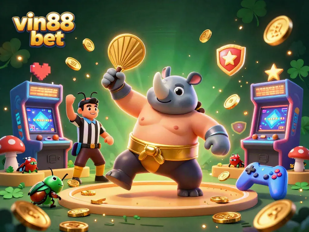 Experience excitement with vin88 bet at a vibrant casino scene featuring dynamic cartoon characters.