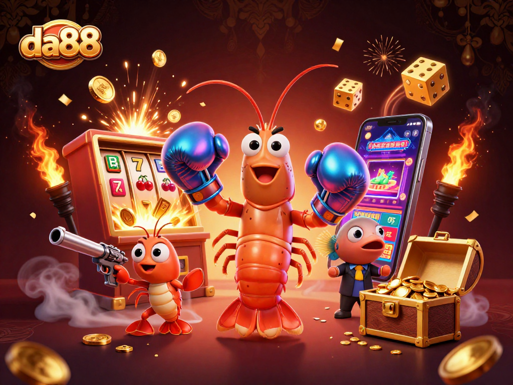Experience thrilling jackpot moments with da88 in this vibrant casino-themed illustration.