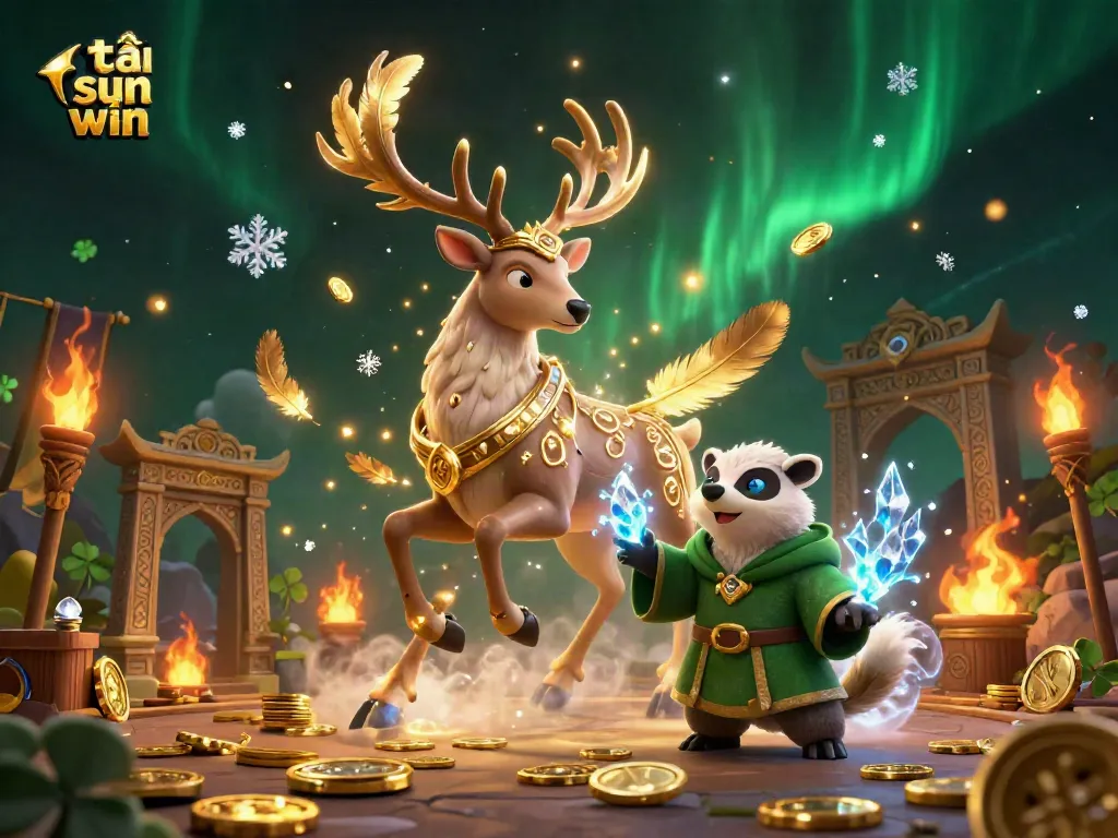 Engage in exciting gameplay with tải sun win featuring a Celtic druid stag and a wise badger.