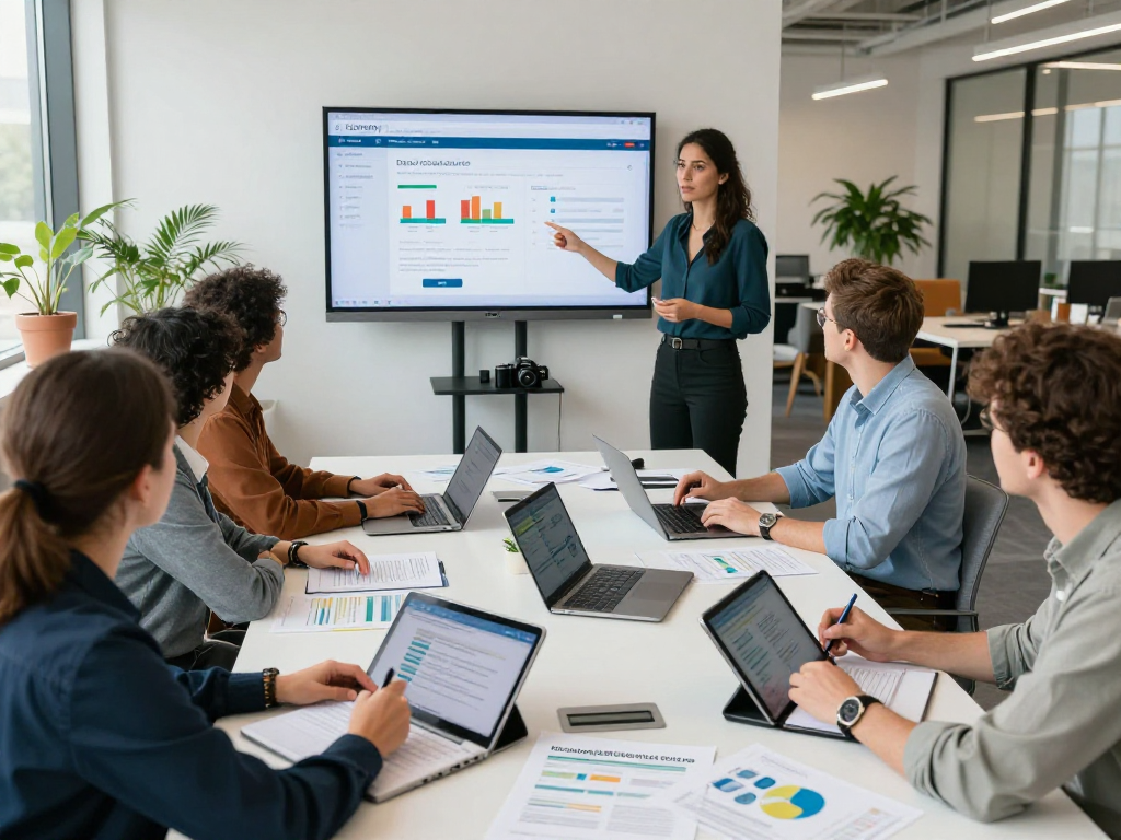 Team collaborating on data privacy and accessibility in Wirtschaft und Verwaltung Wohnungsbaugenossenschaften