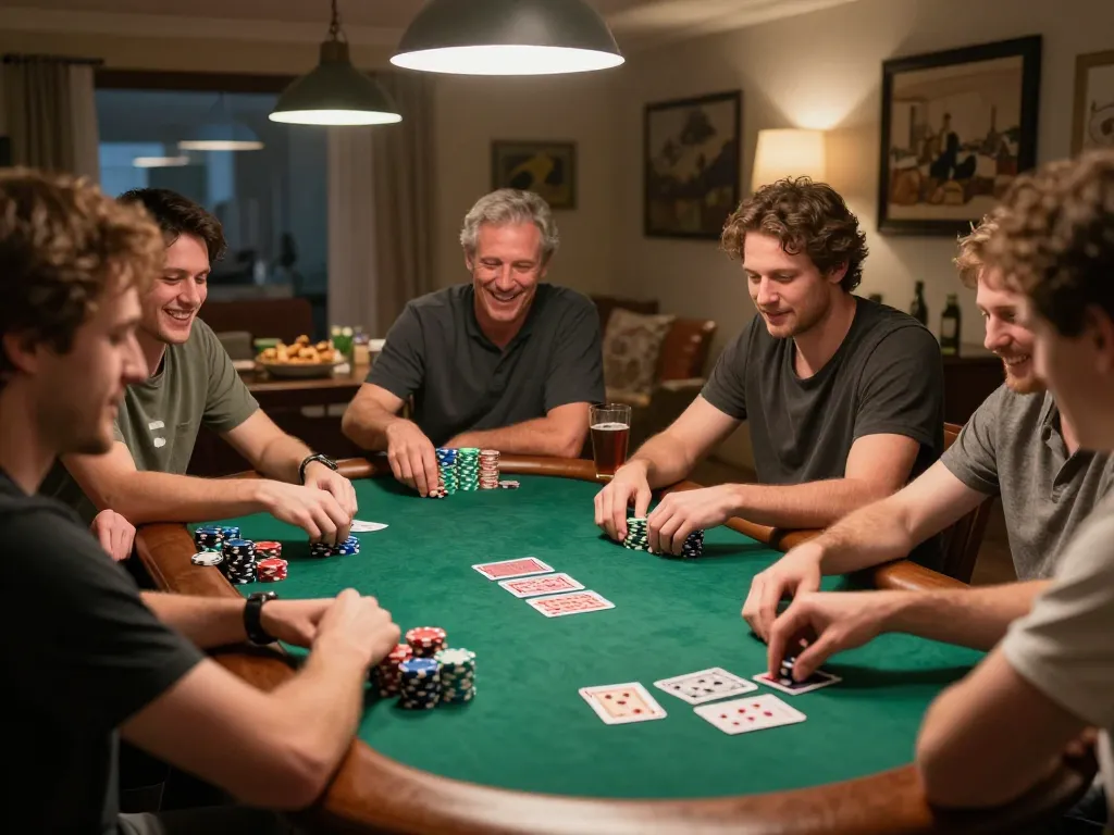 Engaging players during a home poker night while discussing đăng ký qq88 to enhance their gaming strategy.