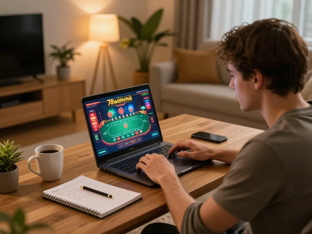 Engaging in online poker gameplay at home using 78winvina platform