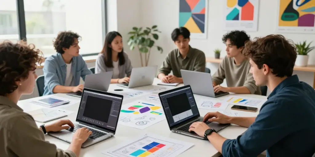 Webdesign Saarland: Kreatives Team bei der Gestaltung innovativer Webseiten.