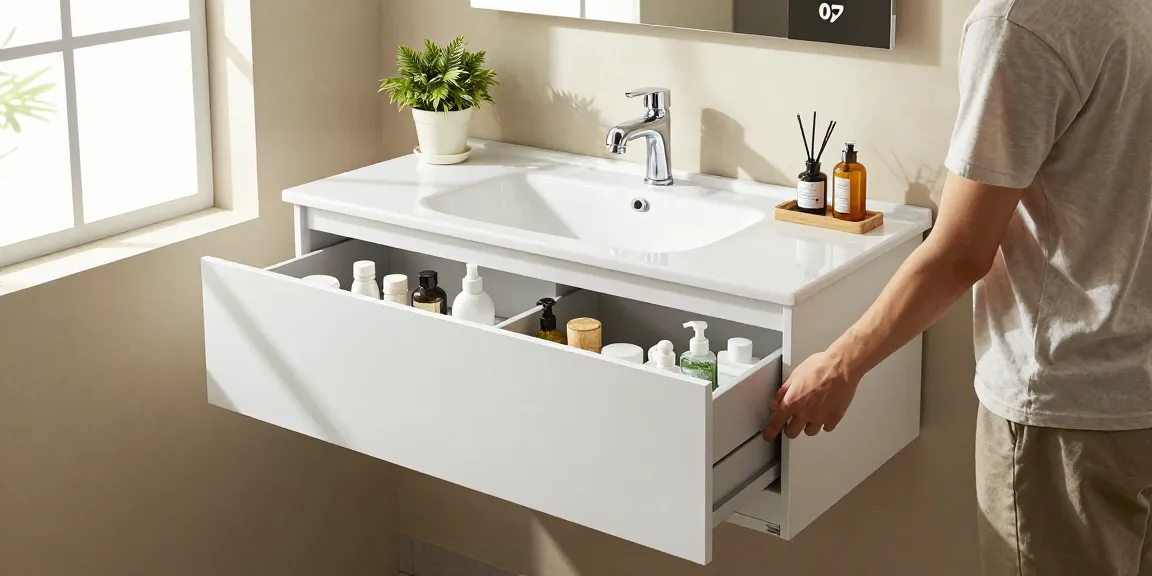 Stijlvol wastafelmeubel 60 cm in een moderne badkamer met elegant ontwerp en georganiseerde opslag.