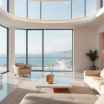Vibrant view of a luxury apartment, ideal for immobilie kaufen nordzypern buyers, showcasing the serene coastal beauty.