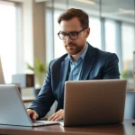 Headhunter diskutiert qualifizierte Kandidaten in einem modernen Büro, um optimale Stellen zu besetzen.