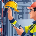 Technician performing a DGUV V3 Prüfung on electrical devices to ensure workplace safety and compliance.
