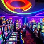 Engaging players at a lively casino online schweiz, featuring vibrant slot machines and a dynamic atmosphere.