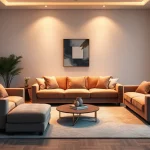 Luxury living room adorned with elegant furniture and soft lighting creating a cozy ambiance