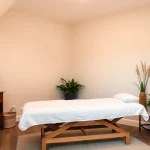 Beruhigender Behandlungsraum für Osteopathie Berlin mit entspannender Atmosphäre.