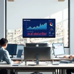 Visualisiere die effiziente Arbeitsumgebung eines digitalen Teams, das den Web-Rang analysiert, um bessere SEO-Strategien zu entwickeln.
