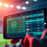 Experience the excitement of crypto sports betting on a smartphone featuring dynamic odds and vibrant cryptocurrency symbols.
