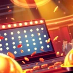 Sehen Sie, wie ein Spieler beim aufregenden Plinko-Spiel Chips fallen lässt und dabei die lebendige Casino-Atmosphäre genießt.