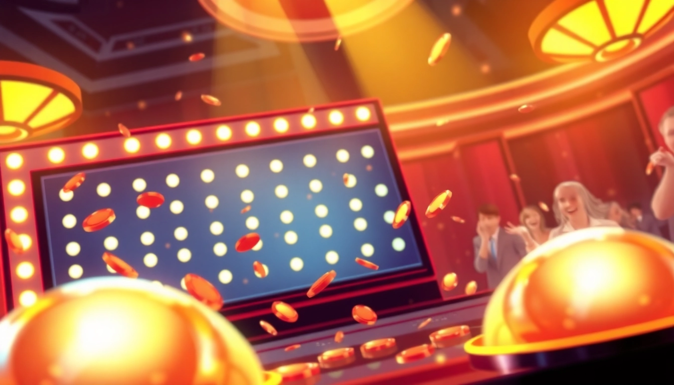 Sehen Sie, wie ein Spieler beim aufregenden Plinko-Spiel Chips fallen lässt und dabei die lebendige Casino-Atmosphäre genießt.