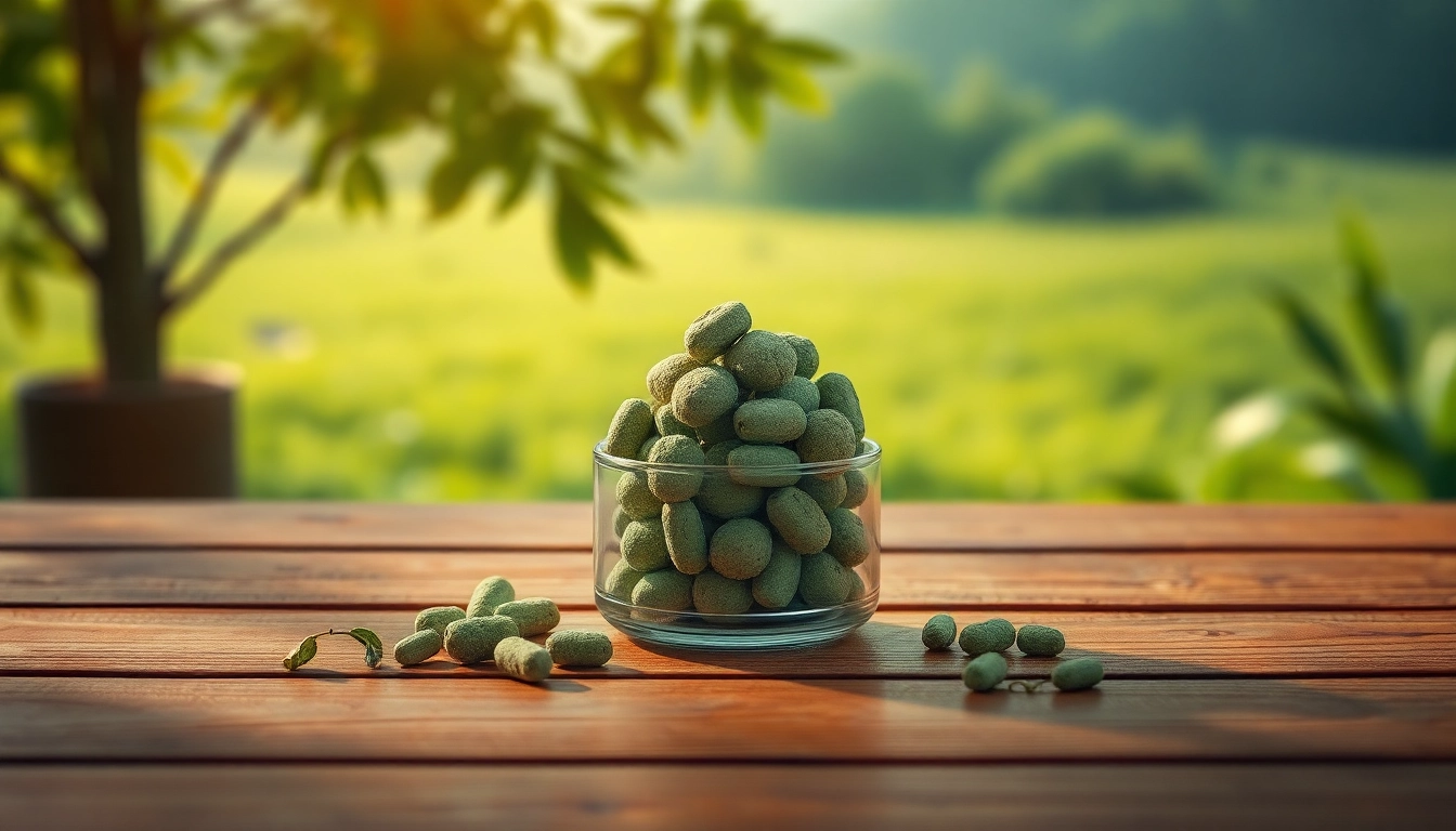 Entdecken Sie die Premium-Kratom-Qualität von https://www.kratombird.de in einer eleganten Verpackung auf einem Holztisch.