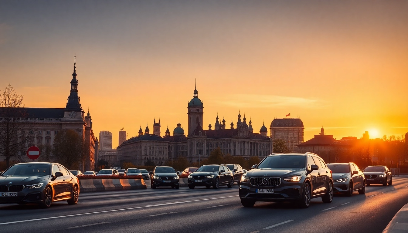 München Skyline mit Autos, die das Thema 'Minderwertausgleich reduzieren München' illustrieren.