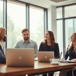 Professionelles Team bei der Zusammenarbeit in einem Büro für Headhunter Köln zur Personalvermittlung.