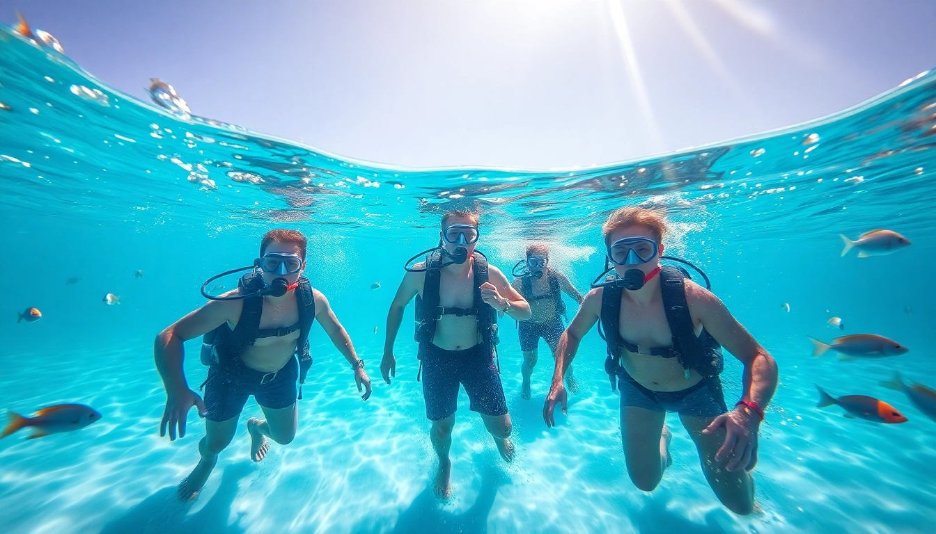Tauchschule Playa del Carmen: Lebendige Taucher erkunden eine farbenfrohe Unterwasserwelt.