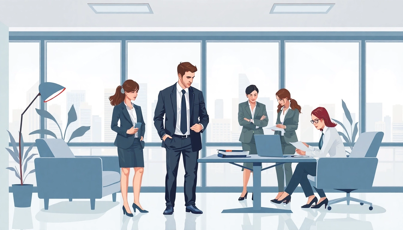 Headhunter IT team analyzing resumes and discussing talent strategies in a modern office.