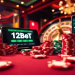 Experience the thrill of link 12bet as you engage with vibrant casino visuals featuring poker chips and cards.