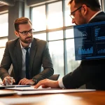 Meinung eines Headhunter Schweiz im Büro mit modernem Design und natürlichem Licht.