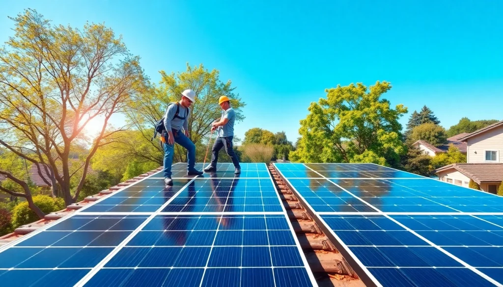 Photovoltaikanlage Kaufen Wien: Installing renewable solar panels in a sunny residential area.