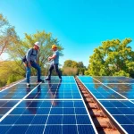 Photovoltaikanlage Kaufen Wien: Installing renewable solar panels in a sunny residential area.
