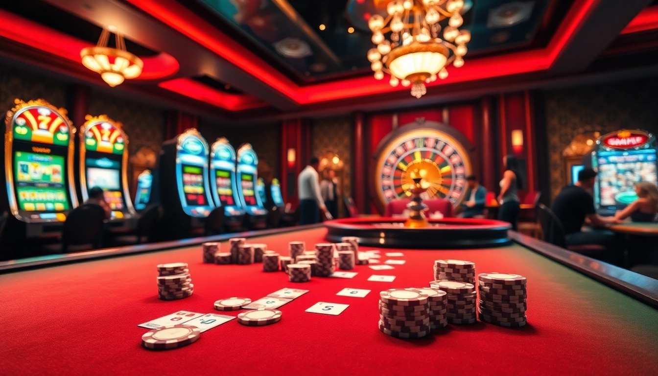 Experience the excitement of RR88 with a vibrant casino scene showcasing high-stakes betting.